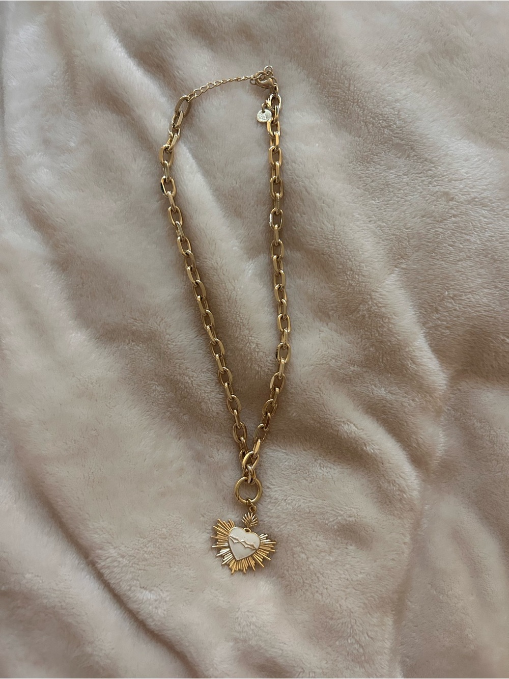Gold Heart Sunburst Pendant Necklace - Women Jewelry